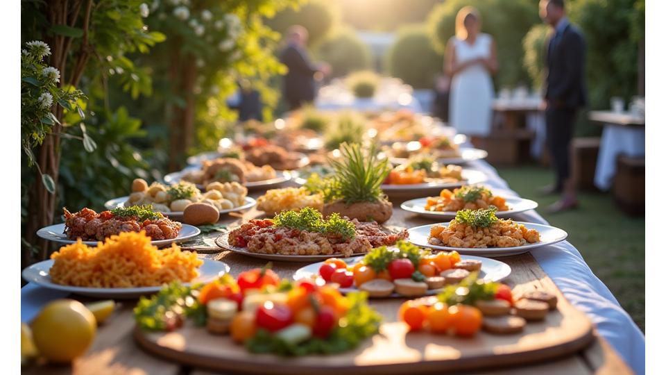Grillbuffet bei einer Hochzeit im Freien
